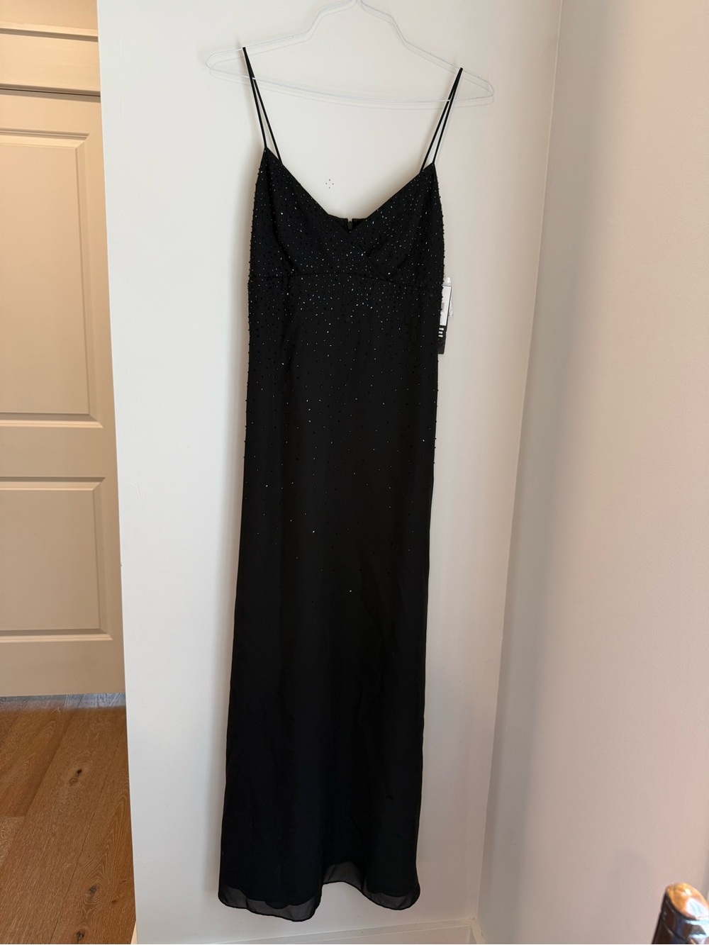 Vintage Y2K Night Way Collections Black Beaded Embellished Maxi Dress Gown NWT